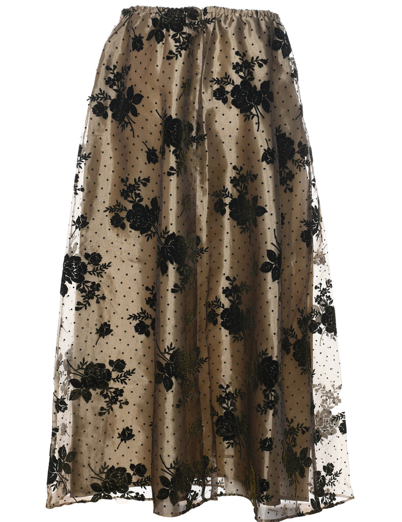 Devore Floral Pattern Maxi Skirt - M