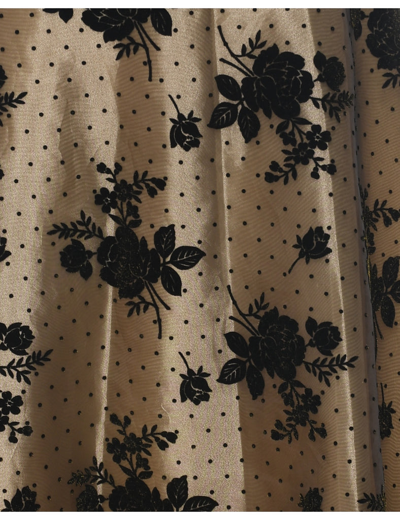Devore Floral Pattern Maxi Skirt - M
