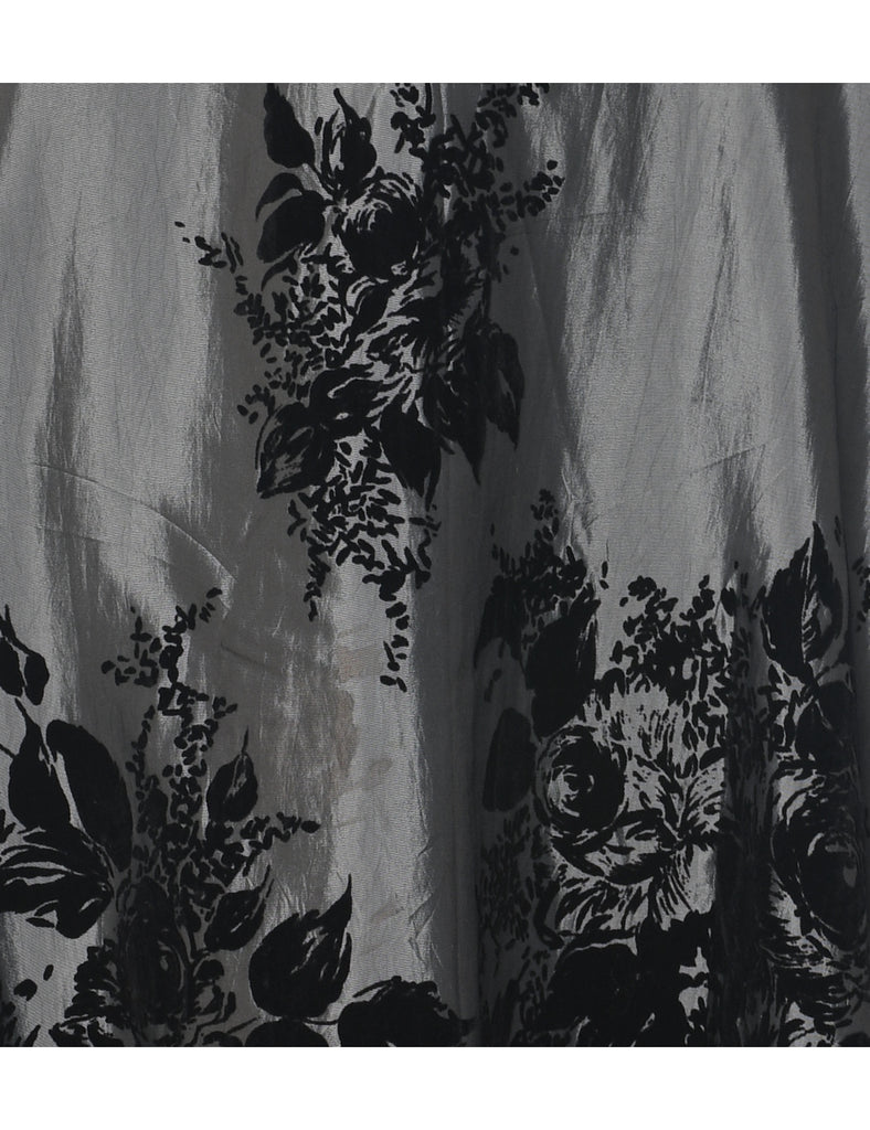 Devore Floral Print Flared Skirt - M