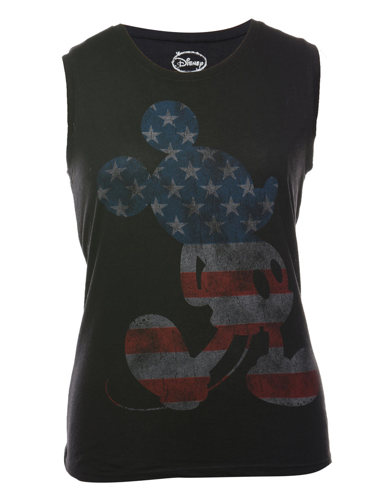 Disney Black 1990s Mickey Mouse Design Vest - M
