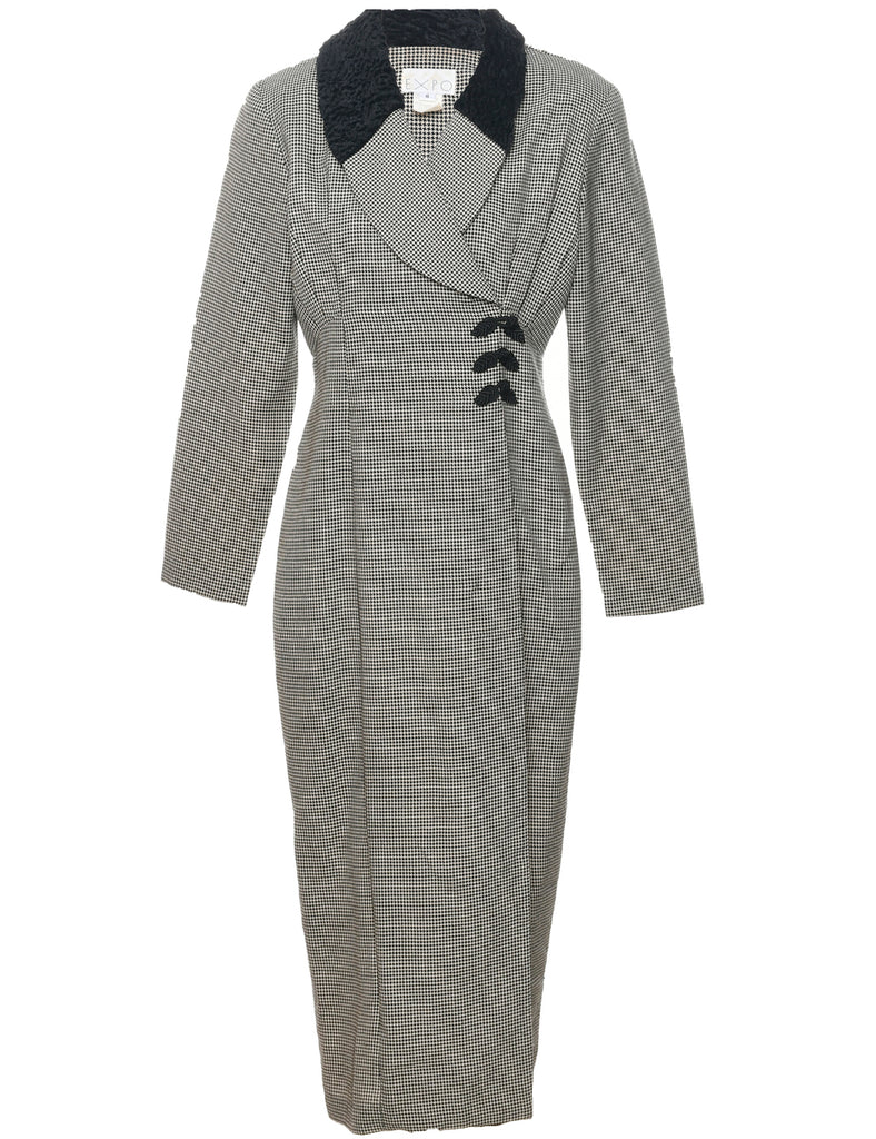 Dogtooth Coat Dress - M