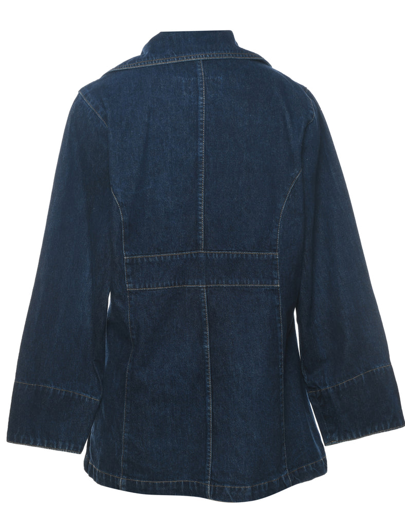 Double Breasted Dark Wash Denim Jacket - L