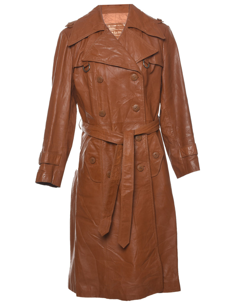 Double Breasted Leather Jacket - M