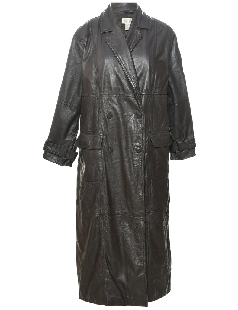 Double Breasted Leather Jacket - L