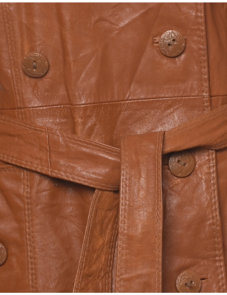 Double Breasted Leather Jacket - M