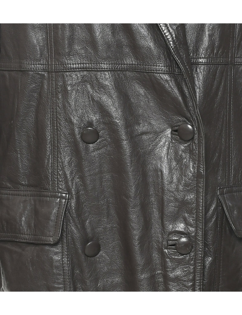 Double Breasted Leather Jacket - L