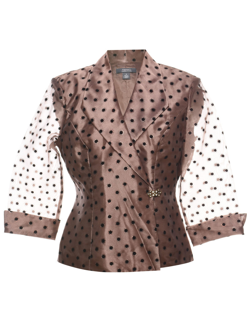 Dress Barn Polka Dot Design Brown & Black Sheer Evening Jacket - L