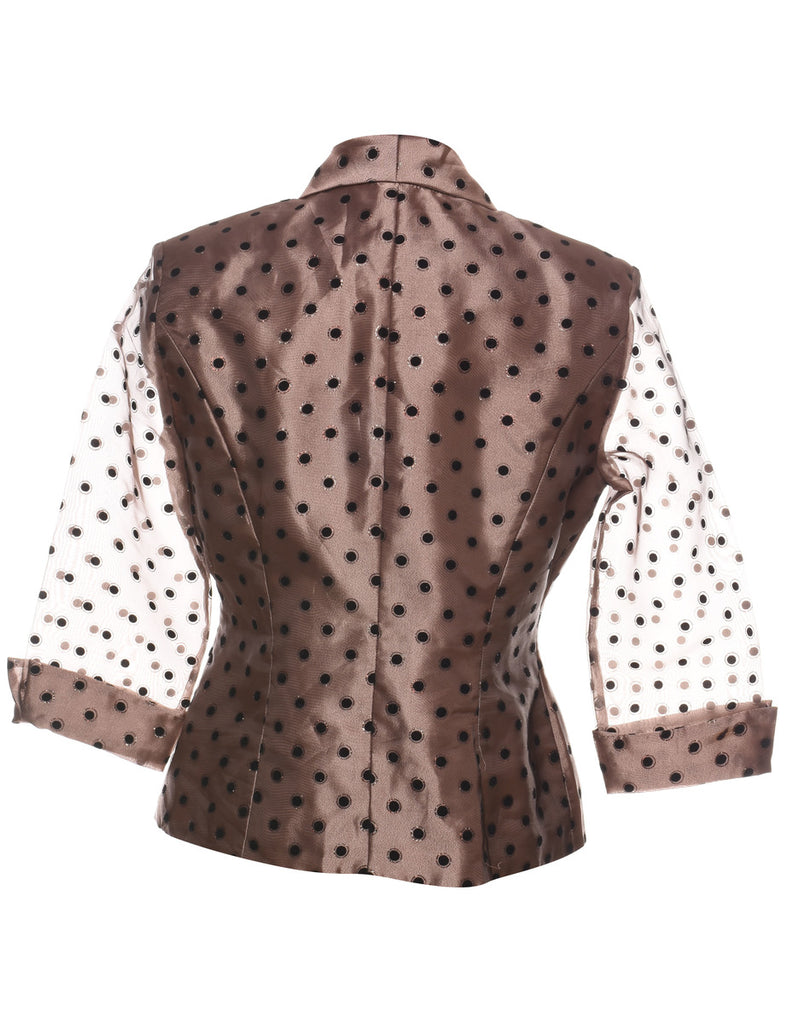 Dress Barn Polka Dot Design Brown & Black Sheer Evening Jacket - L