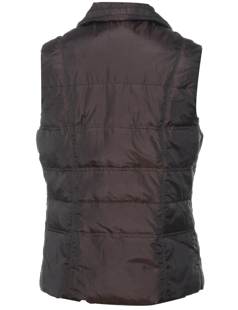 Eddie Bauer Dark Brown Zip-Front Puffer Vest - XS
