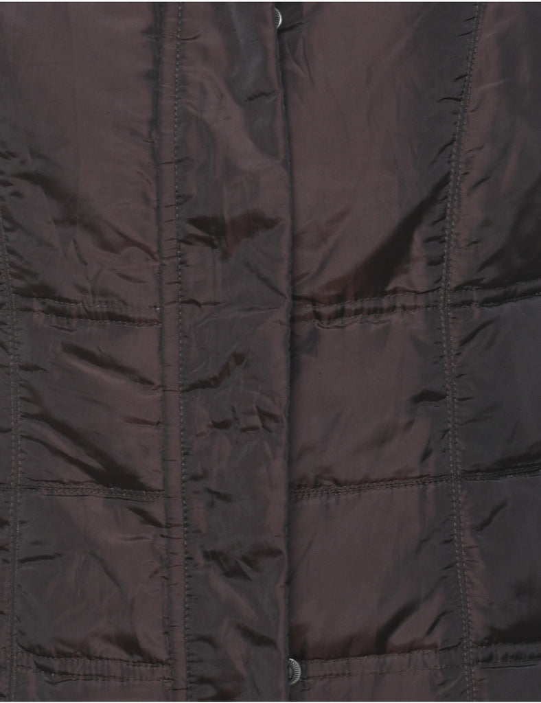 Eddie Bauer Dark Brown Zip-Front Puffer Vest - XS
