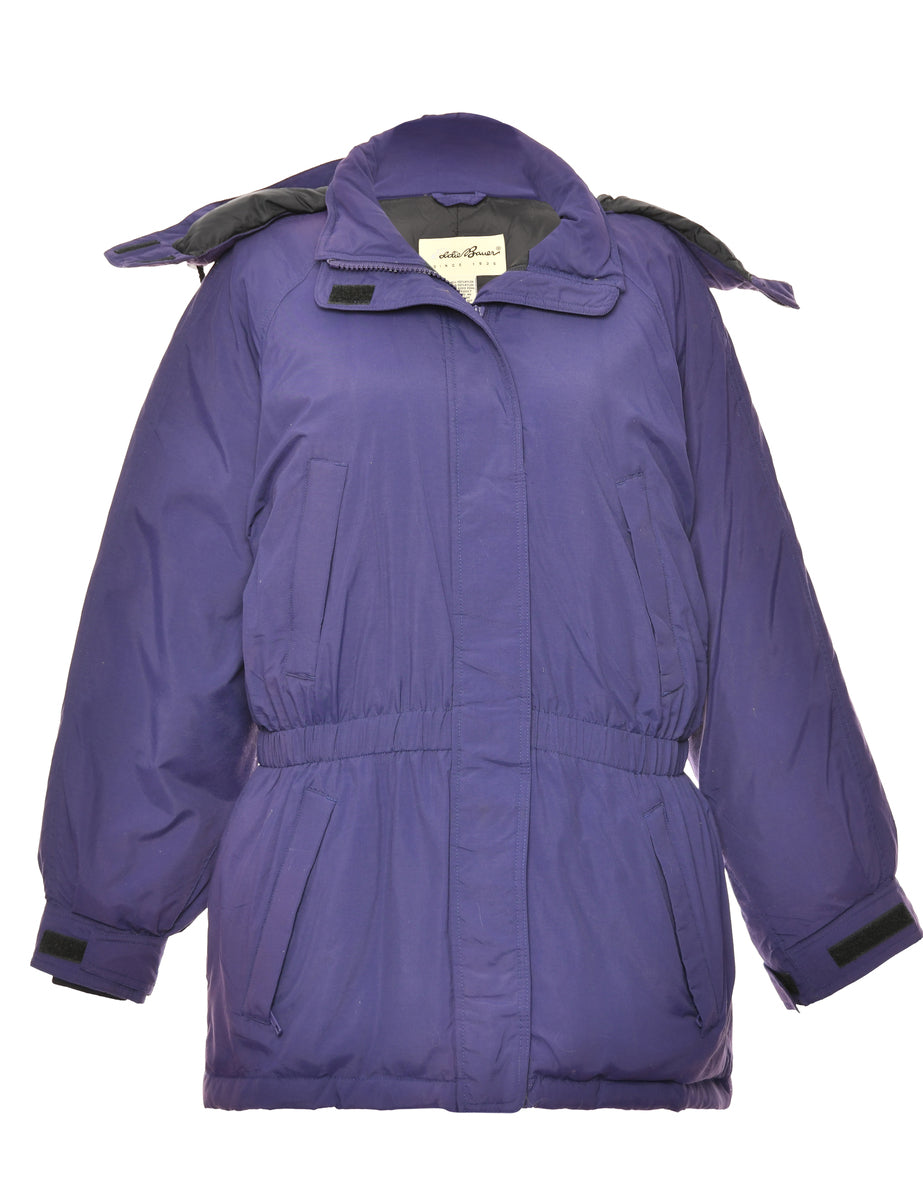 Women s Eddie Bauer Eddie Bauer Purple Zip Front Puffer Jacket Purple L Beyond Retro
