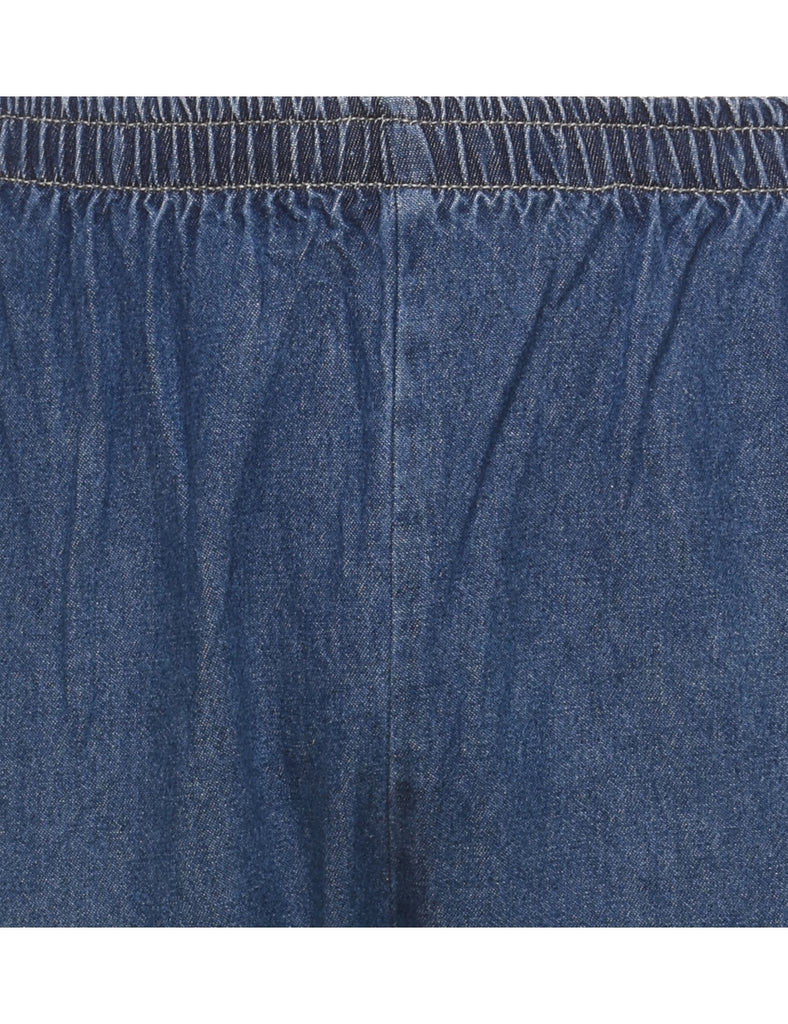 Elasticated Waist Dark Wash Denim Trousers - W28 L27