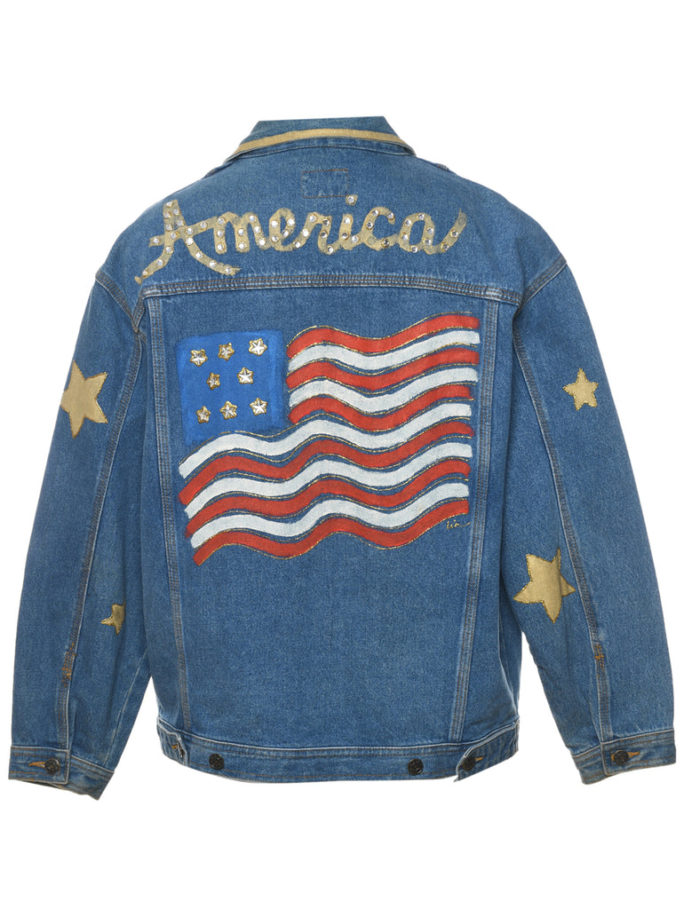 Embellished America Design Denim Jacket - XL