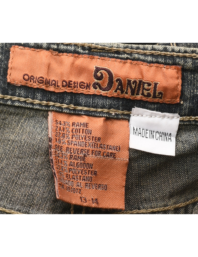 Embellished Faded Wash Bootcut Y2K Jeans - W32 L29