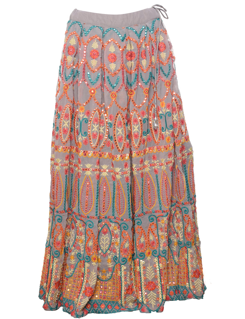 Embellished Midi Skirt - L