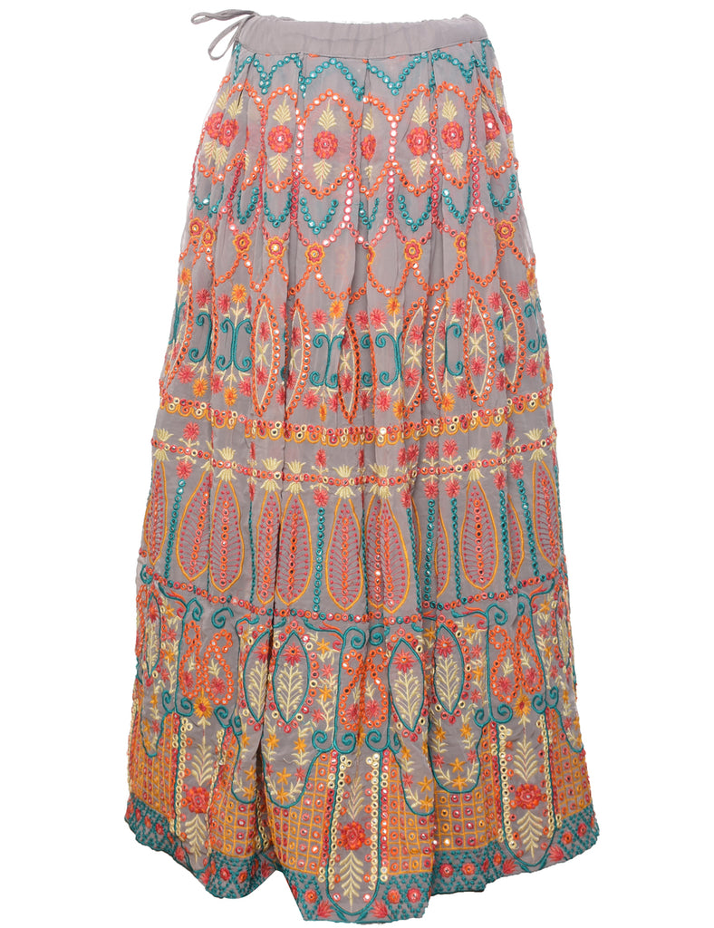 Embellished Midi Skirt - L