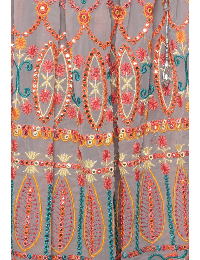 Embellished Midi Skirt - L