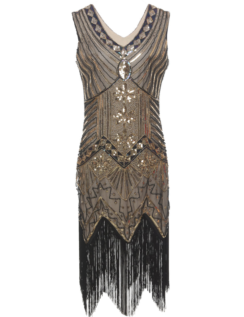 Embellished Sequins Party Dress - M