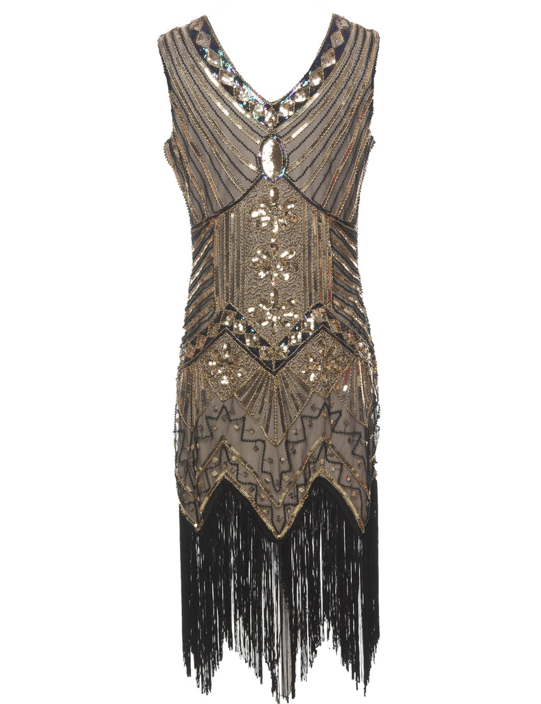 Embellished Sequins Party Dress - M