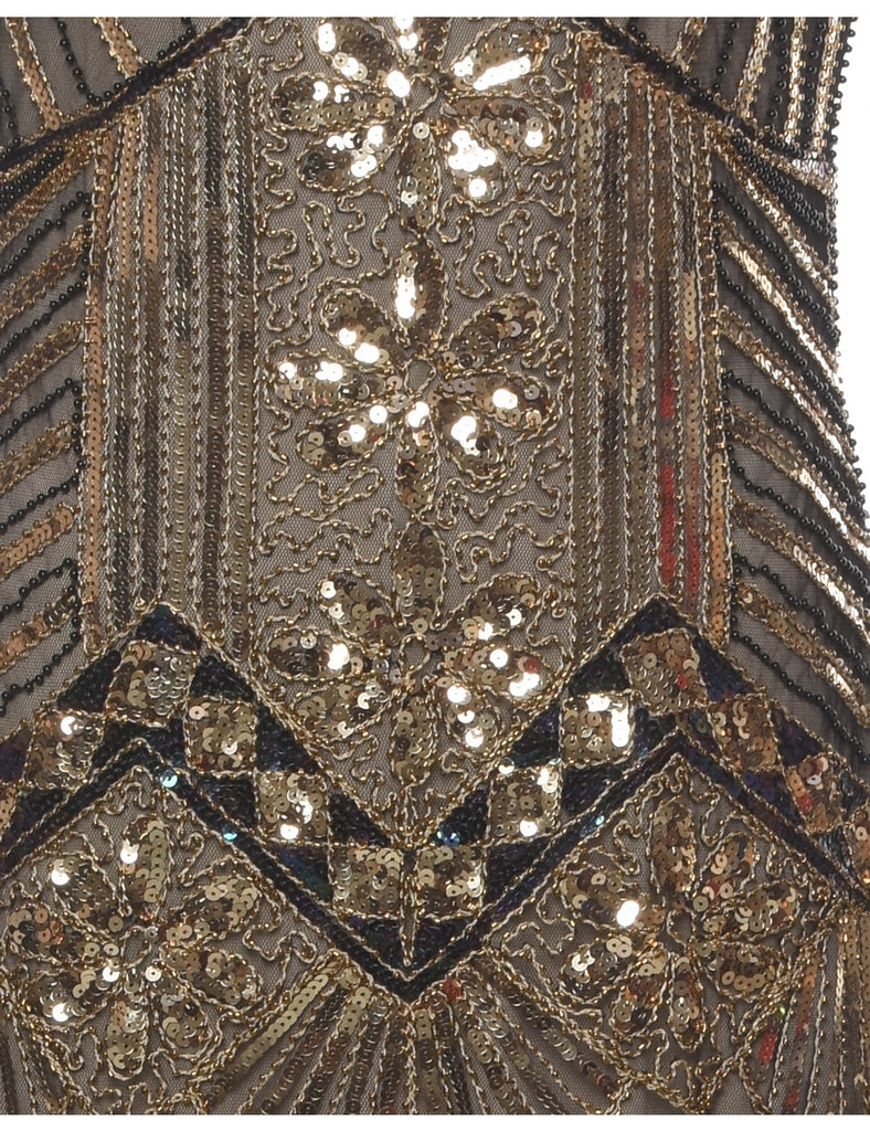 Embellished Sequins Party Dress - M