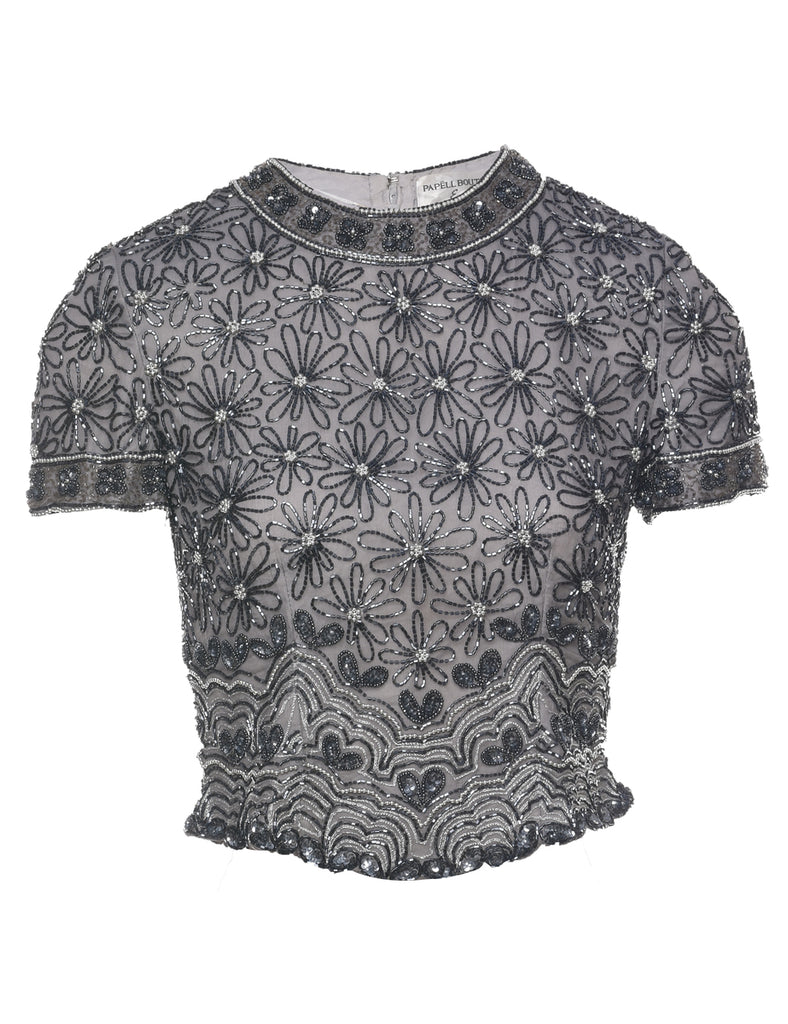 Embellished Silk Party Top - S