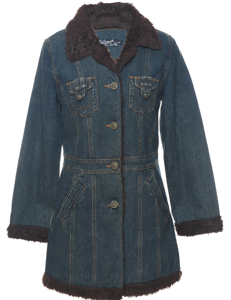 Embellished Y2K Shearling Lined Afghan Jacket - M