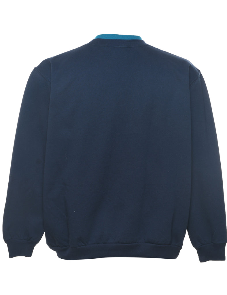 Embroidered 1980s Feather Design Sweatshirt - L