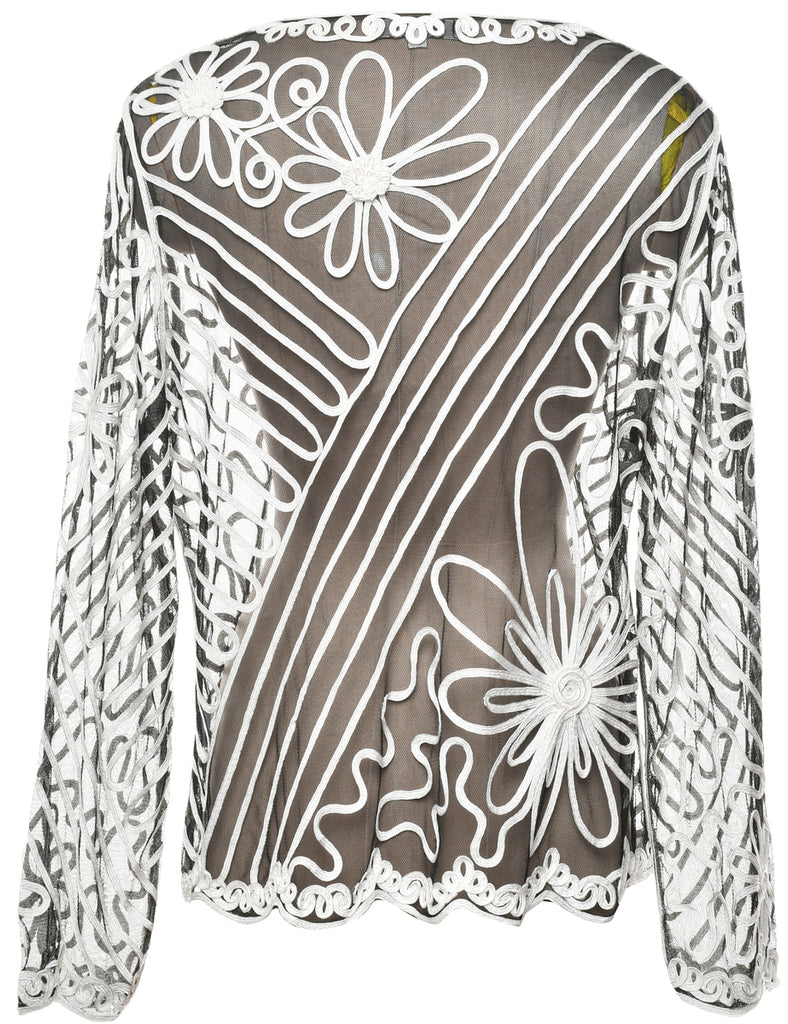 Embroidered Black Blouse - M
