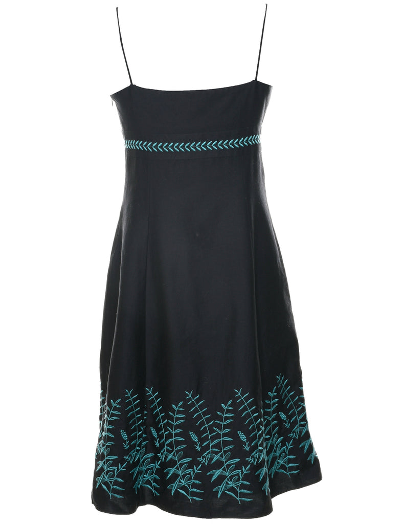 Embroidered Black Dress - S