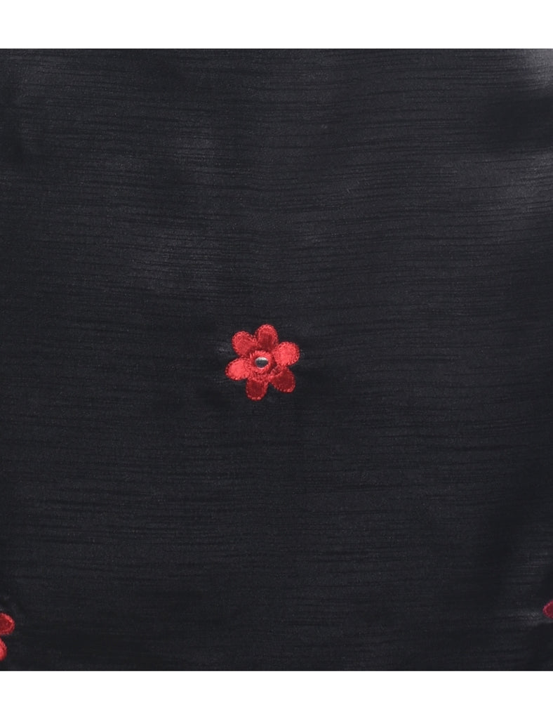 Embroidered Black Dress - S