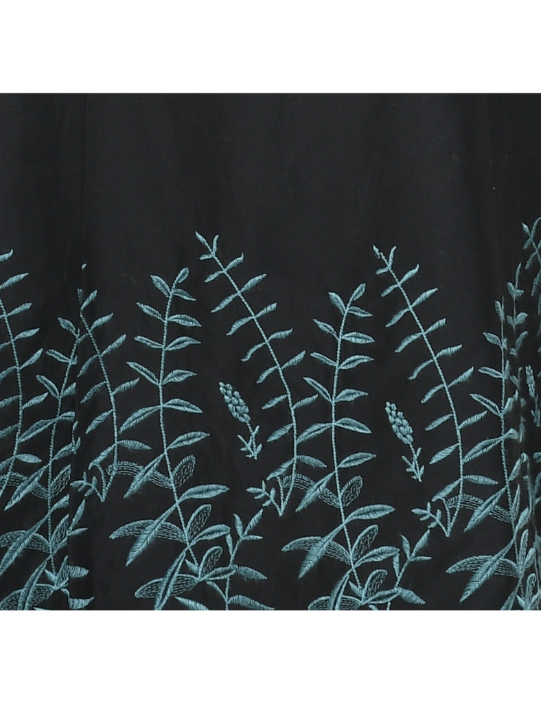 Embroidered Black Dress - S