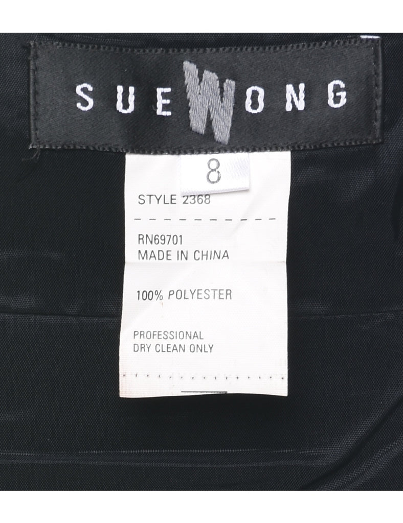 Embroidered Black Dress - S