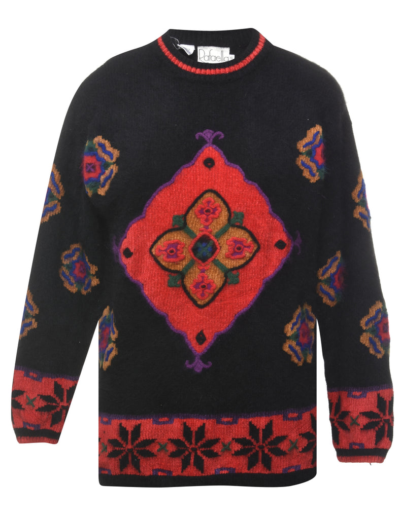 Embroidered Black Jumper - S