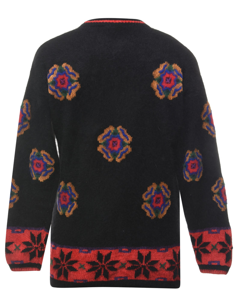 Embroidered Black Jumper - S