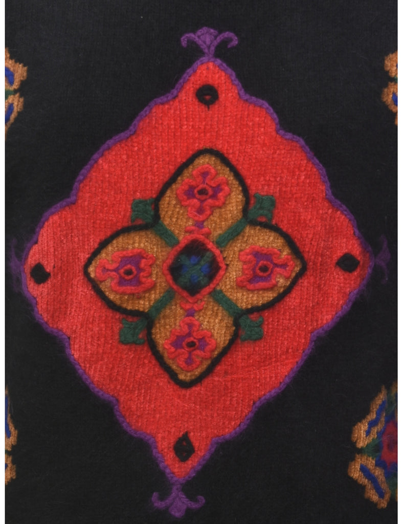 Embroidered Black Jumper - S