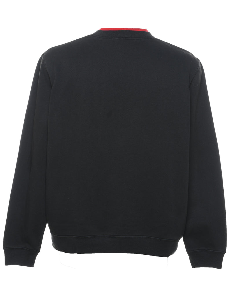 Embroidered Black & Red Contrast Collar Sweatshirt - XL