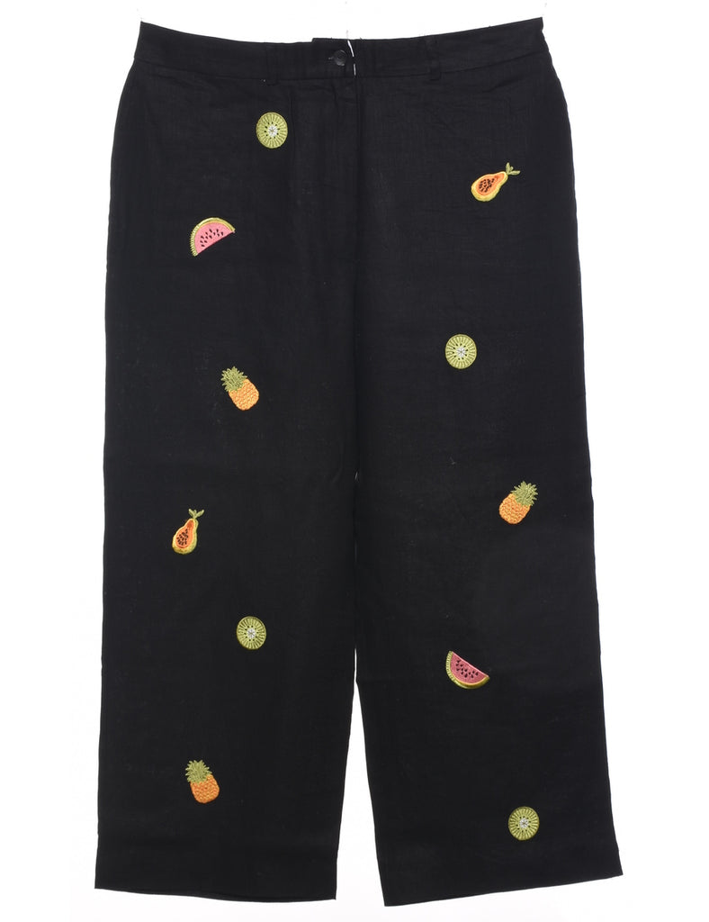 Embroidered Black Trousers - W32 L25