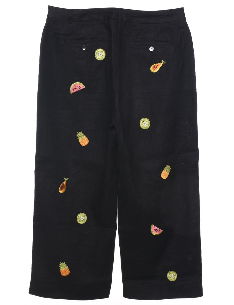 Embroidered Black Trousers - W32 L25