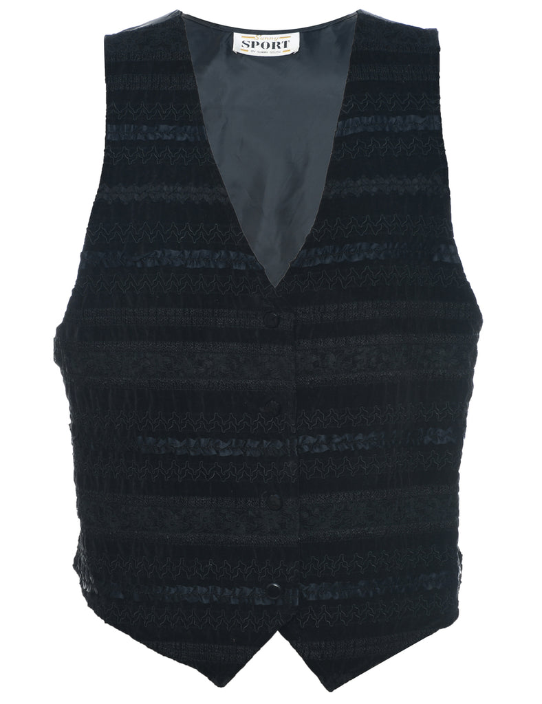 Embroidered Black Waistcoat - M