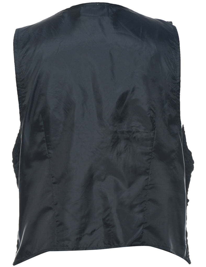 Embroidered Black Waistcoat - M