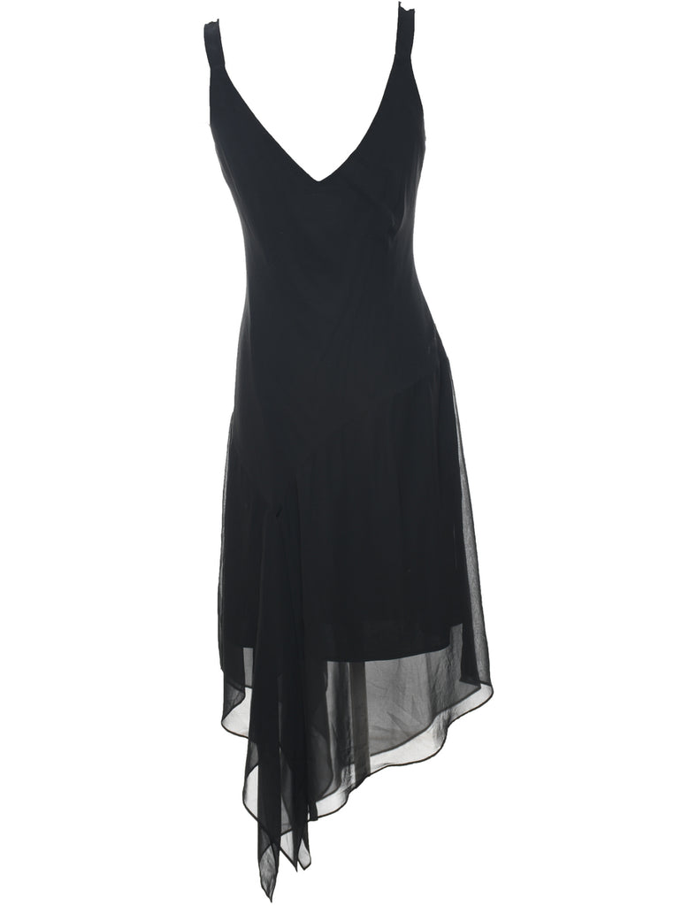 Embroidered Black Y2K Evening Dress - L