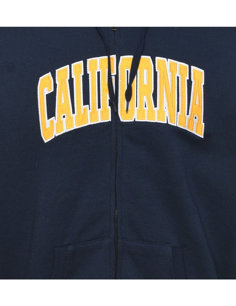 Embroidered California Navy & Yellow Hooded Sweatshirt  - XL