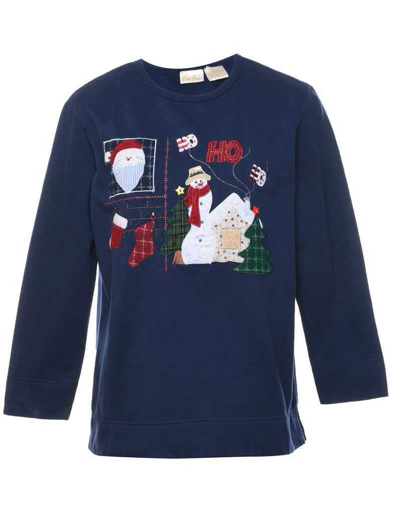 Embroidered Christmas Sweatshirt - S