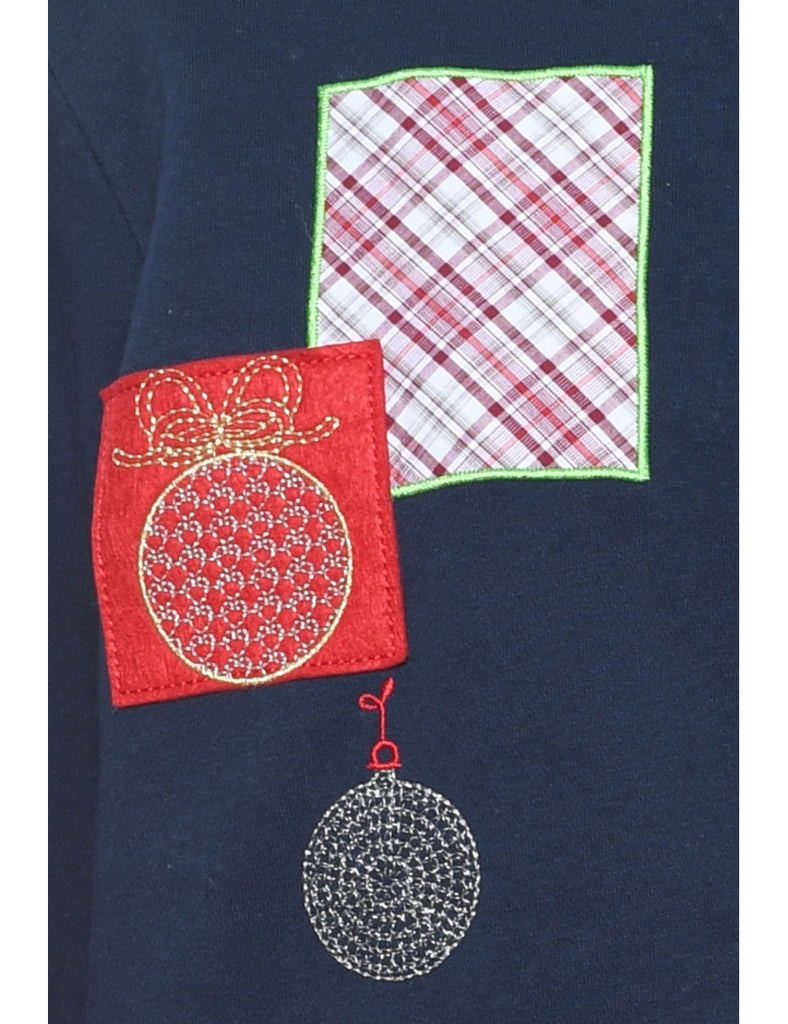 Embroidered Christmas Sweatshirt - M