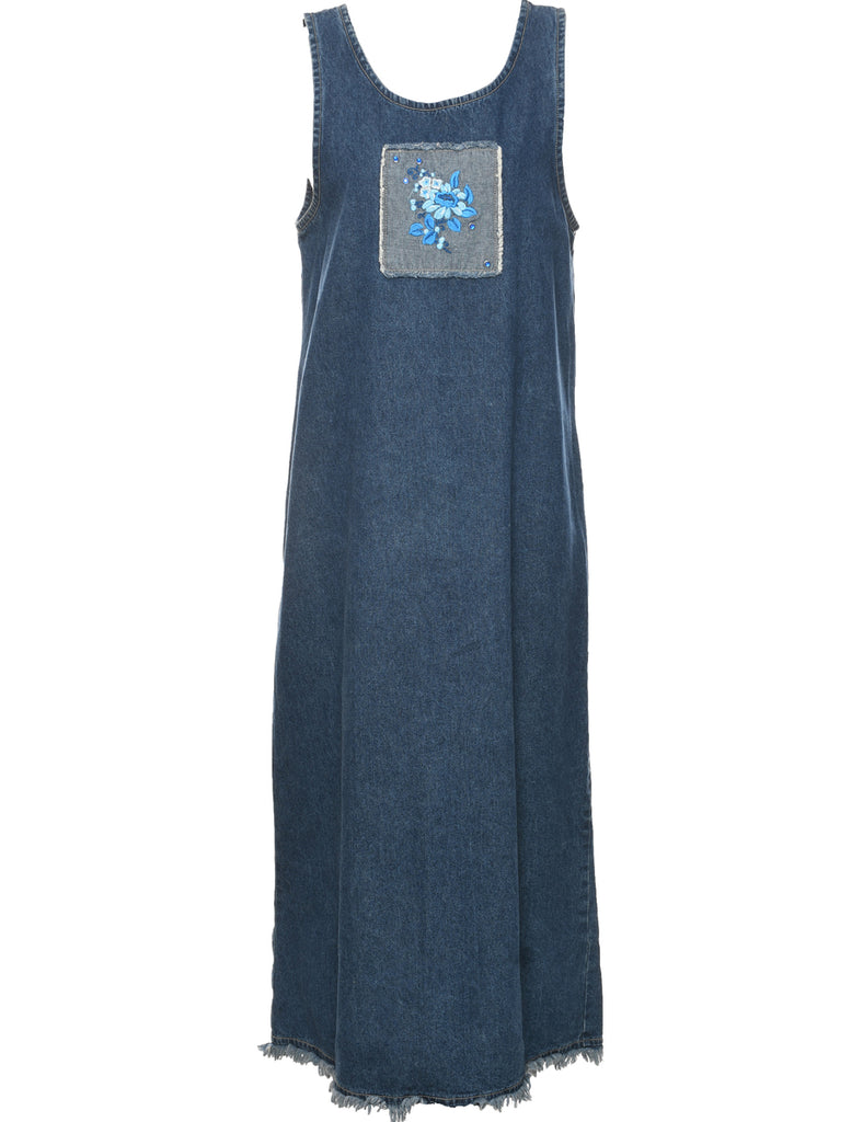 Embroidered Denim Dress - L