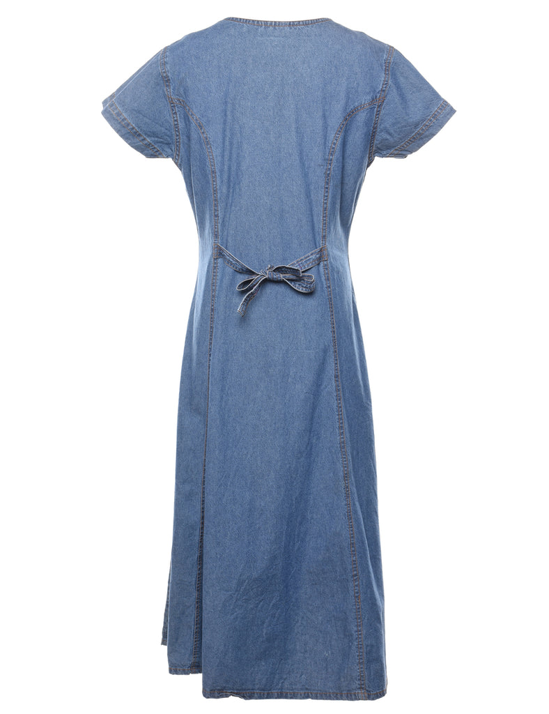 Embroidered Denim Dress - M
