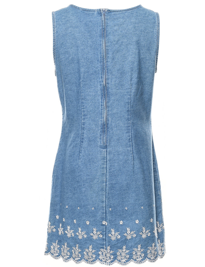 Embroidered Denim Dress - M