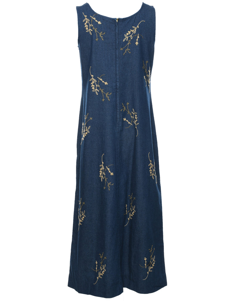 Embroidered Denim Dress - M