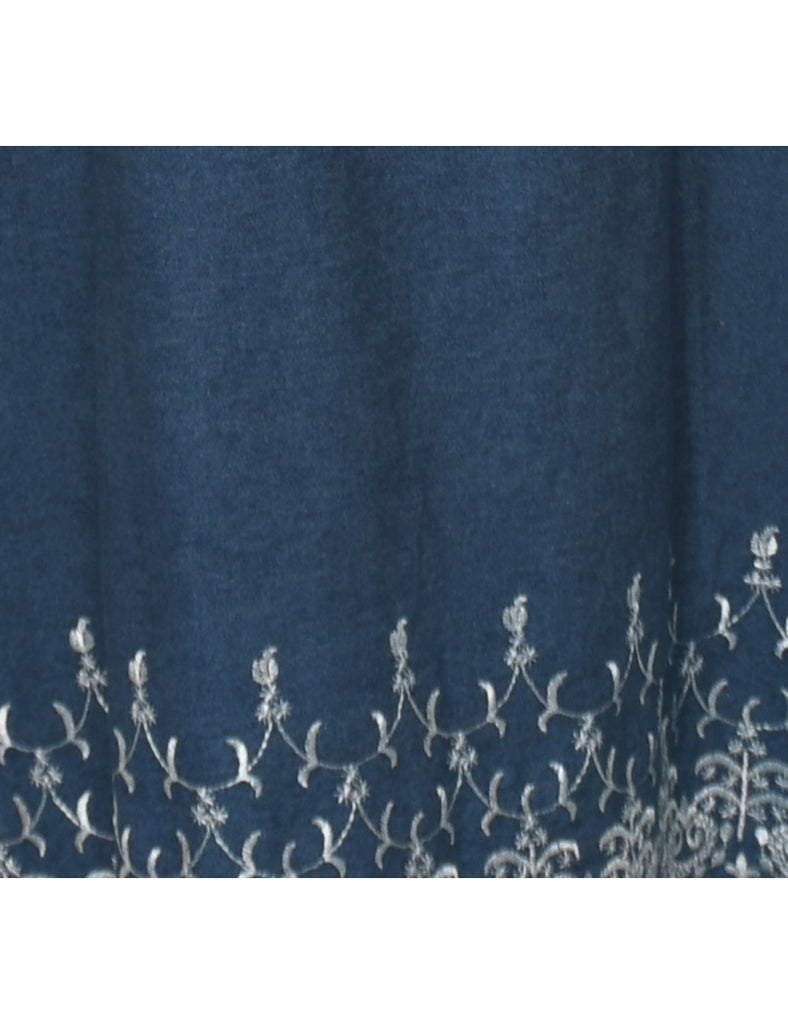 Embroidered Denim Dress - XL