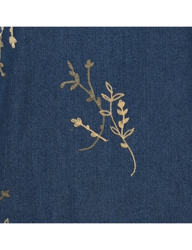 Embroidered Denim Dress - M